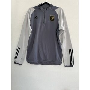 Adidas Los Angeles FC MLS Shirt Quarter Zip Training Top Mens Large Gray See Pic